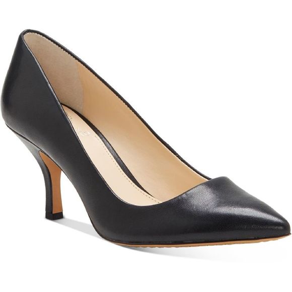 Vince Camuto Shoes - Vince Camuto Womens Selindra Black Leather Pointed Toe Heels Shoes NWT